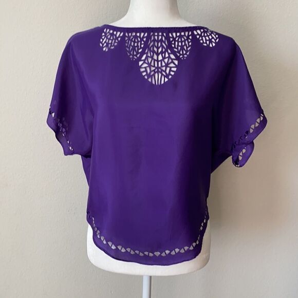 Guess Purple Cut Out Blouse XS - Picture 1 of 7